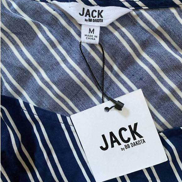 Jack by BB Dakota Vertical Stripe‎ One Shoulder Choker Blouse - Picture 7 of 13